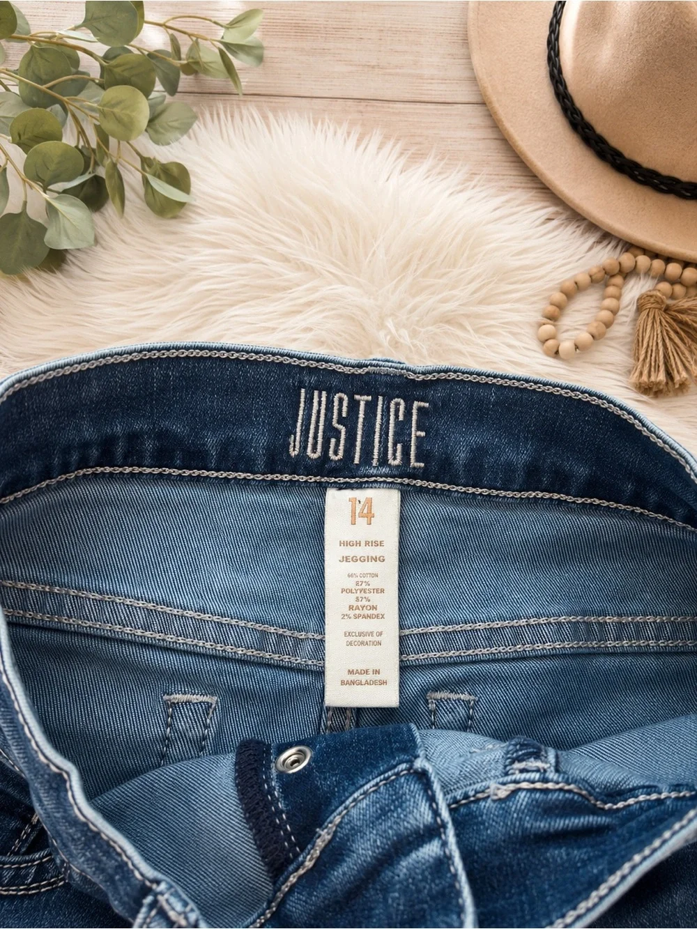 Justice Girls Size 14 High Rise Button Fly Distressed Jeans